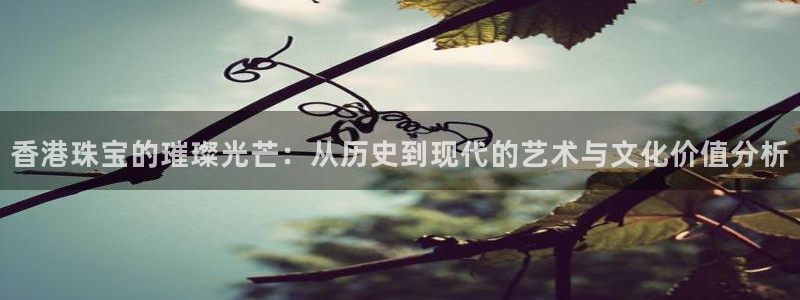 新宝5娱乐家：香港珠宝的璀璨光芒：从历史到现代的艺术与文化价值分析